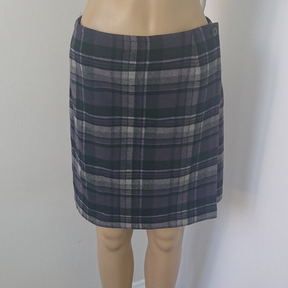 Style & Co Purple Plaid Wool Blend Skirt Size 8P - Picture 6 of 7